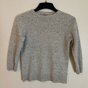 Talbots 100% Cashmere Gray Speckled Women's Sweater 3/4 sleeves